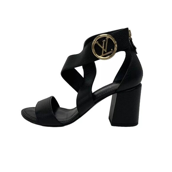 100% Authentic LOUIS VUITTON Black Women's Pumps Leather 285-121424